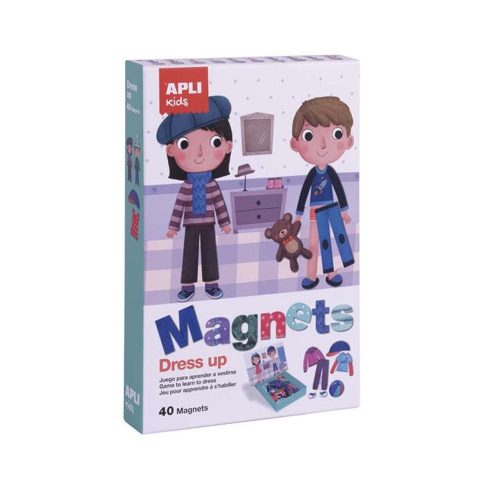 Apli Magnet Dress Up - Ayuda a Familiarizarse con Vestirse Adecuadamente - 40 Fichas Magneticas de Ropa y Complementos - Recomen