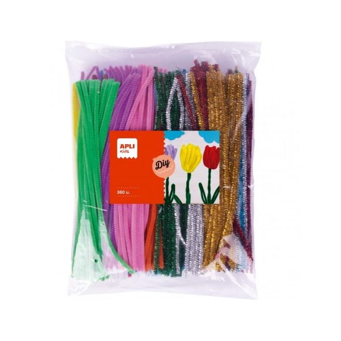 Apli Limpiapipas para Manualidades MAXI - Flexibles - Suaves - Tupidos - Facil Manipulacion - Bolsa Zip Mejorada - 360 Unidades
