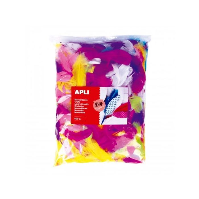 Apli Pack de 400 Plumas Collage Formato MAXI - Ideal para Escuelas y Talleres - Estimula Imaginacion y Creatividad Infantil - Co