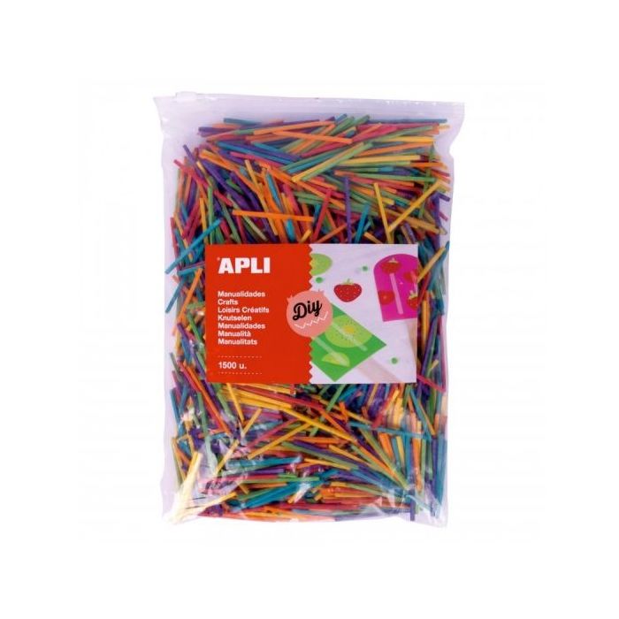 Apli Mini Palitos de Madera Surtidos - Formato MAXI - 1500 Unidades - Alta Resistencia - Faciles de Pegar y Cortar - Estimulan C