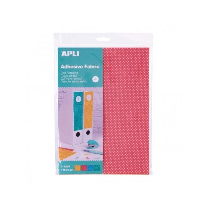 Apli Telas Adhesivas A4 - 4 Hojas con Estampado de Topos - Adhesivo Permanente - Ideal para Scrapbooking y Manualidades - Facile