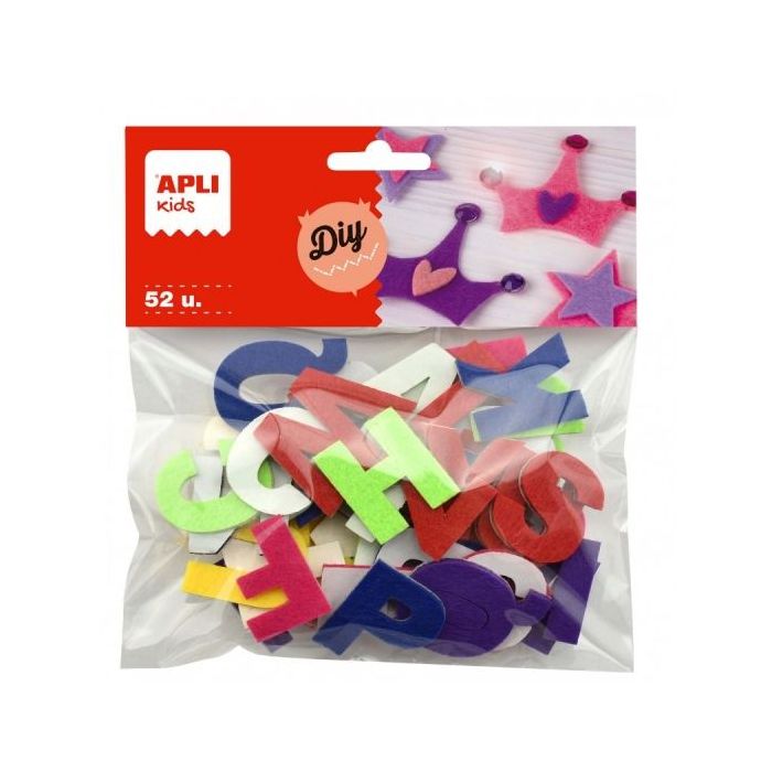 Apli Letras de Fieltro Surtidas - Gran Resistencia - Ideal para Manualidades y Educacion Infantil - Colores Surtidos