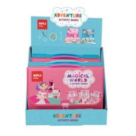 Apli Expositor Activity Books de 6 Unidades - 2 Tematicas: el Mundo Magico y Piratas - 3 Libros con Hojas Plastificadas y Activi
