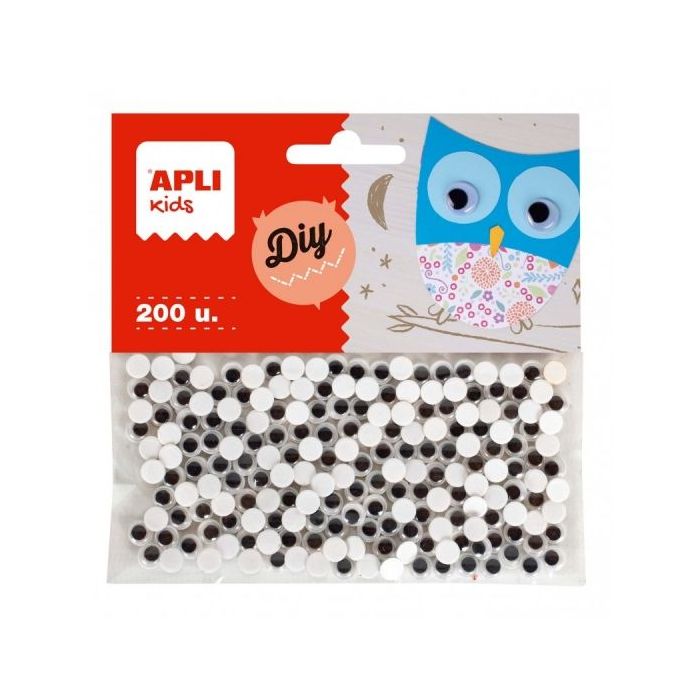 Apli Ojos Moviles Adhesivos Redondos - Gran Poder de Adhesion - Versatiles para Multiples Superficies - Ideales para Manualidade