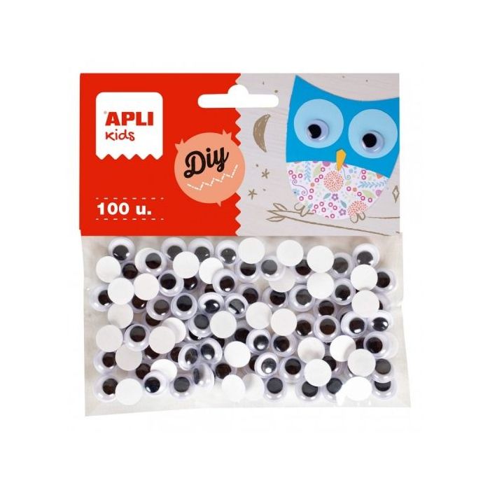 Apli Ojos Moviles Adhesivos - Gran Poder de Adhesion - Versatiles para Multiples Superficies - Ideales para Manualidades y Talle