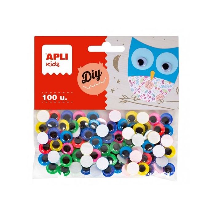 Apli Ojos Moviles Adhesivos - Gran Poder de Adhesion - Ideales para Manualidades Escolares y Talleres Infantiles - Color Amarill
