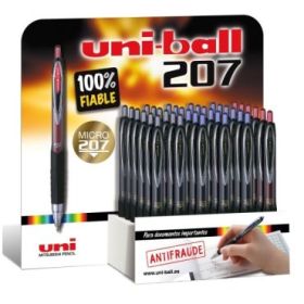 Uni-ball UMN-207 Signo Expositor con 36 Boligrafos - Punta de Bola 0.7mm - Grip de Caucho Antifatiga - Tinta Pigmentada Resisten