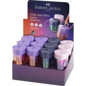 Faber-Castell Grip Mini Flow Edition Expositor con 24 Sacapuntas de 1 Orificio - Para Tamaño Estandar - Diseño Atractivo con Deg