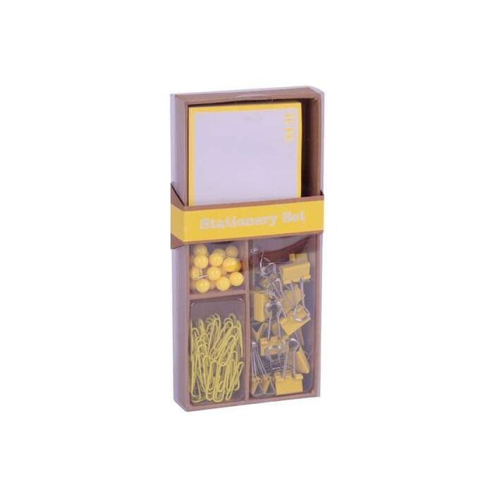 Apli Fluor Collection Set de Oficina - 25 Pins, 80 Clips de 28mm, 20 Pinzas Abatibles de 19mm y Notas Adhesivas de 100 Hojas en