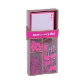 Apli Fluor Collection Set de Oficina con 25 Pins, 80 Clips de 28mm, 20 Pinzas Abatibles de 19mm, Bloc de 100 Notas Adhesivas Bla