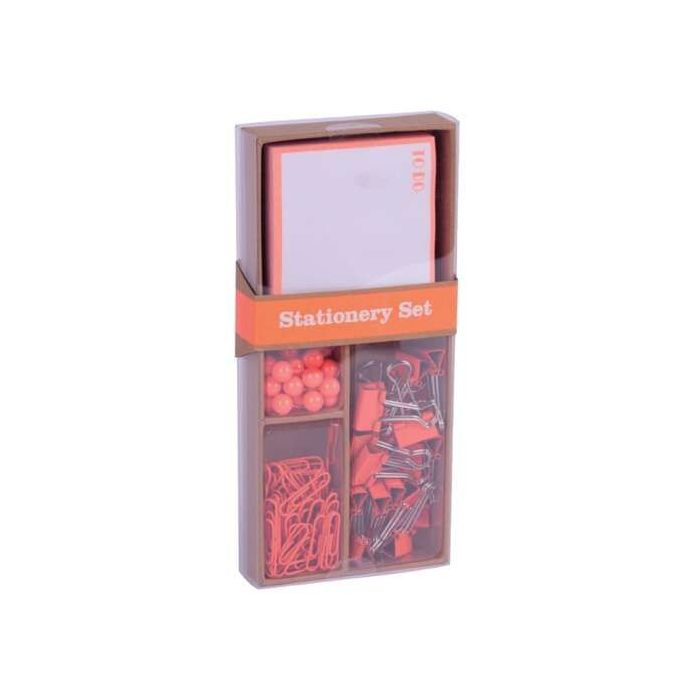 Apli Fluor Collection Set de Oficina - 25 Pins, 80 Clips de 28mm, 20 Pinzas Abatibles de 19mm y Notas Adhesivas de 100 Hojas en