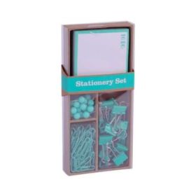 Apli Fluor Collection Set de Oficina - 25 Pins, 80 Clips de 28mm, 20 Pinzas Abatibles de 19mm y Notas Adhesivas de 100 Hojas en