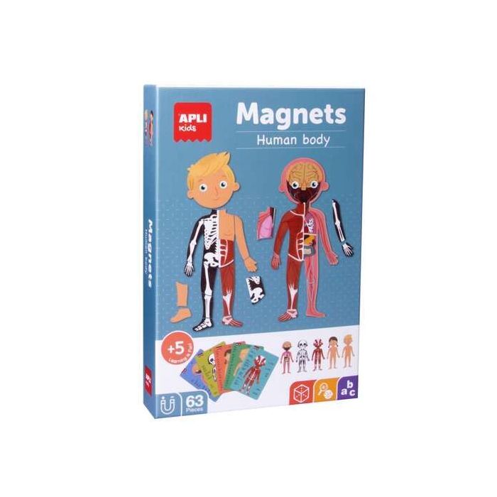 Apli Juego Magnetico del Cuerpo Humano - Ayuda a Familiarizarse con el Cuerpo Humano - 63 Piezas Magneticas y 15 Fichas - Recome