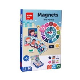 Apli Juego Magnetico Aprende las Horas - Ayuda a los Niños a Aprender las Horas - 96 Fichas Magneticas con las Partes del Reloj