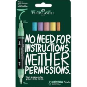 Faber-Castell Multimark Acrylic Pack con 6 Rotuladores Acrilicos Doble Punta - Puntas Redondas de 1mm y 3mm - Tinta Acrilica a B