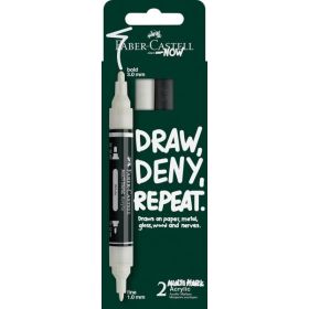 Faber-Castell Multimark Acrylic Pack con 2 Rotuladores Acrilicos Doble Punta - Puntas Redondas de 1mm y 3mm - Tinta Acrilica a B