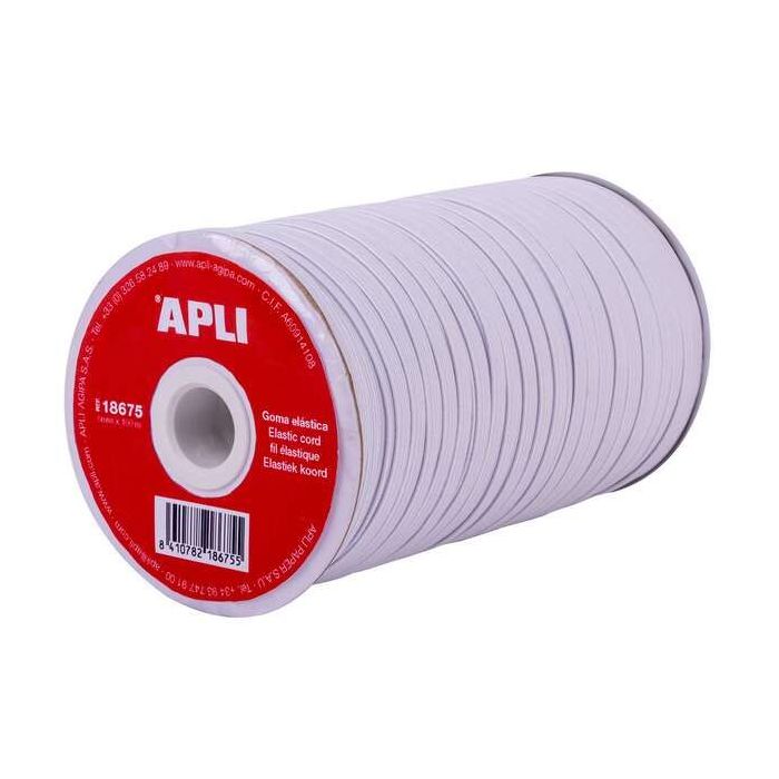 Apli Bobina de Cuerda Elastica Plana 5mmx100m - Facil de Cortar y Atar - Ideal para Manualidades