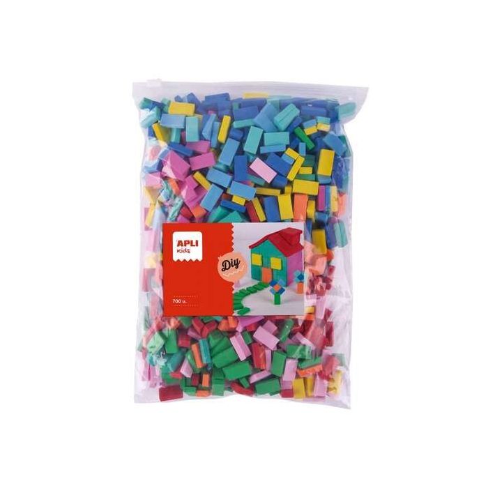 Apli Kids Bolsa de 700 Ladrillos de Goma EVA - Tamaño 20x10x5mm - Colores Surtidos
