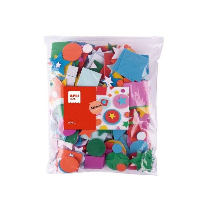 Apli Kids Bolsa de 500 Formas de Goma EVA - Formas, Tamaños y Colores Surtidos