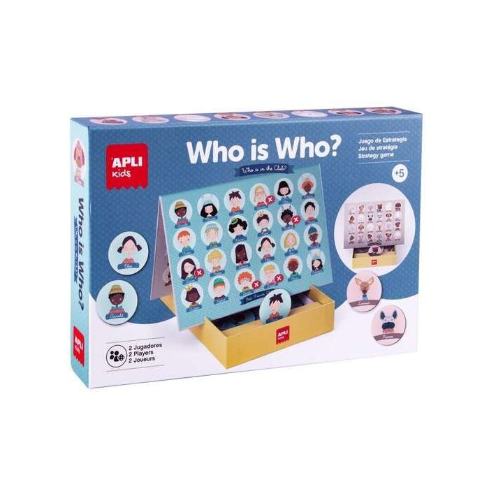 Apli Juego Quien es Quien - Tablero de 28 x 96 cm, 48 Piezas Ø 60 mm