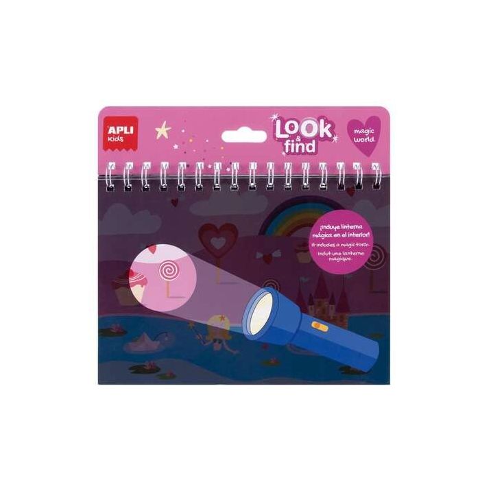 Apli Look - Find Mundo Magico Bloc de 6 Laminas para Buscar Objetos con Linterna Magica