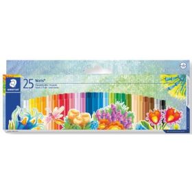 Staedtler Noris 241 Pack de 25 Ceras Blandas - Diametro 8mm - Resistencia a la Rotura - Colores Surtidos