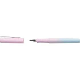 Faber-Castell Poly Ball Flow Edition Blushing Sky Pluma Estilografica - Ancho del Plumin Medio - Suave al Tacto - Color Rosa/Azu