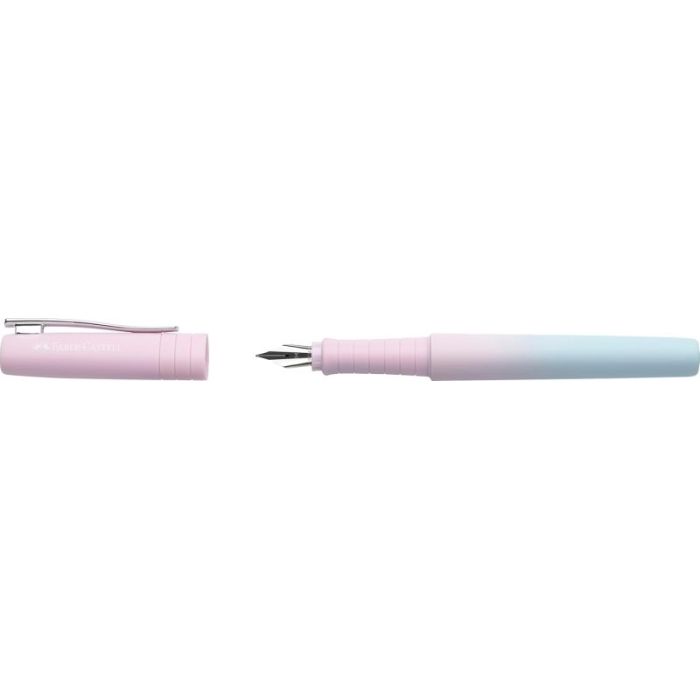 Faber-Castell Poly Ball Flow Edition Blushing Sky Pluma Estilografica - Ancho del Plumin Medio - Suave al Tacto - Color Rosa/Azu
