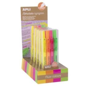 Apli Highlighter Retractil Expositor con 5 Packs de 4 Subrayadores Retractiles - Punta Biselada 4mm - Colores Fluor Surtidos