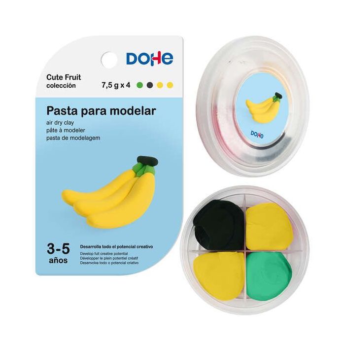 Dohe Coleccion Cute Fruit Pasta para Modelar Platano - Ligera y Flexible - Apto para Niños de 3 a 5 Años