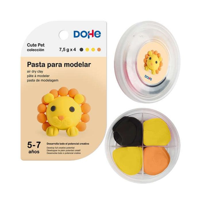 Dohe Coleccion Cute Pet Pasta para Modelar Leon - Ligera y Flexible - Apto para Niños de 5 a 7 Años