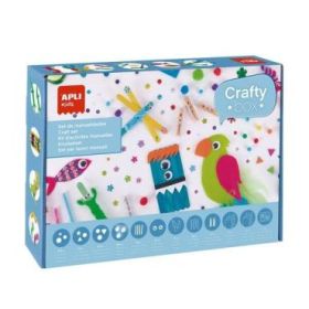 Apli Kids Pack de Manualidades con Pompones, Formas de Goma EVA, Piedras Fantasia Adhesivas, Lentejuelas, Palos de Madera, Ojos