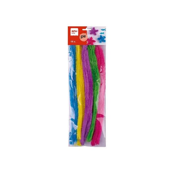 Apli Kids Bolsa de 15 Limpiapipas Colosal - Flexibles y Suaves - Medidas 15x300mm - Colores Surtidos