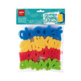 Apli Kids Paint - Fun Pack de 26 Sellos de Esponja Modelo abc para Estampacion - Formas de Letras Minisculas - Colores Surtidos