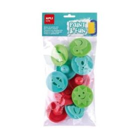 Apli Kids Paint - Fun Pack de 10 Sellos de Goma EVA para Estampacion - Con Mango de Plastico - Formas y Colores Surtidos