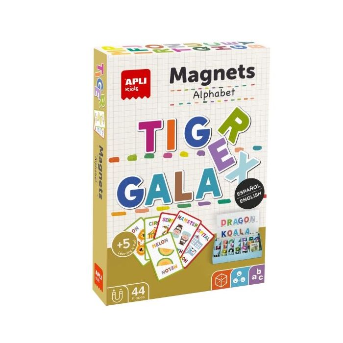 Apli Juego Magnetico El Abecedario - Introduccion a la Escritura - Incluye 44 Imanes de Letras y 15 Fichas con Ejemplos