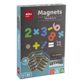 Apli Juego Magnetico de Numeros - Introduccion a las Matematicas - Incluye 51 Imanes de Numeros y Simbolos y 15 Fichas con Ejemp