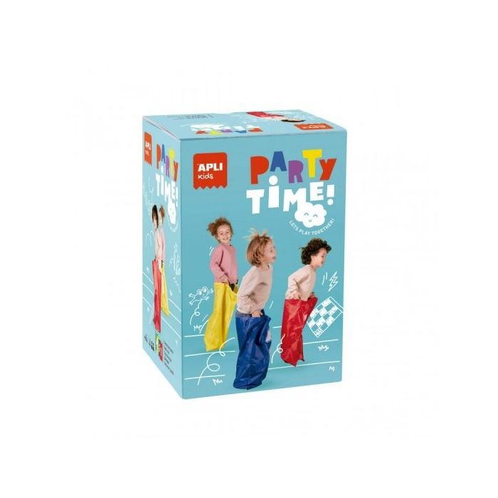 Apli Pack de 4 Sacos - Juego Carrera de Sacos Party Time - Incluye Bolsa de Almacenaje - Ideal para Aire Libre - Fomenta Ejercic