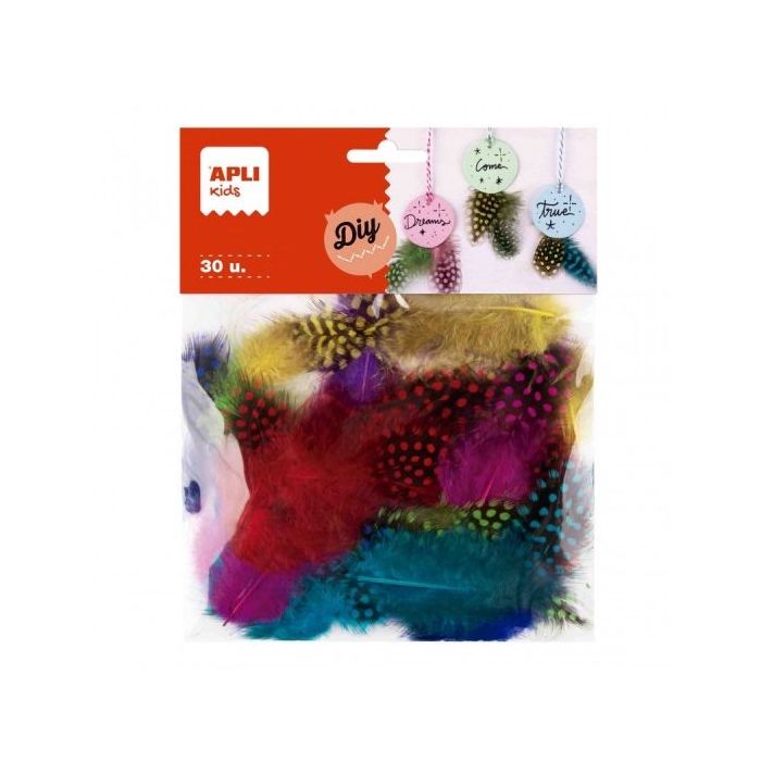 Apli Bolsa de Plumas Surtidas - Ideal para Manualidades y Decoracion - Material Suave y Seguro - Colores Surtidos