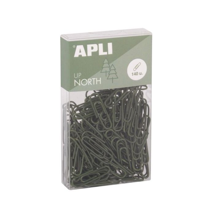 Apli Up North Pack con 140 Clips de Metal 28mm - Color Caqui