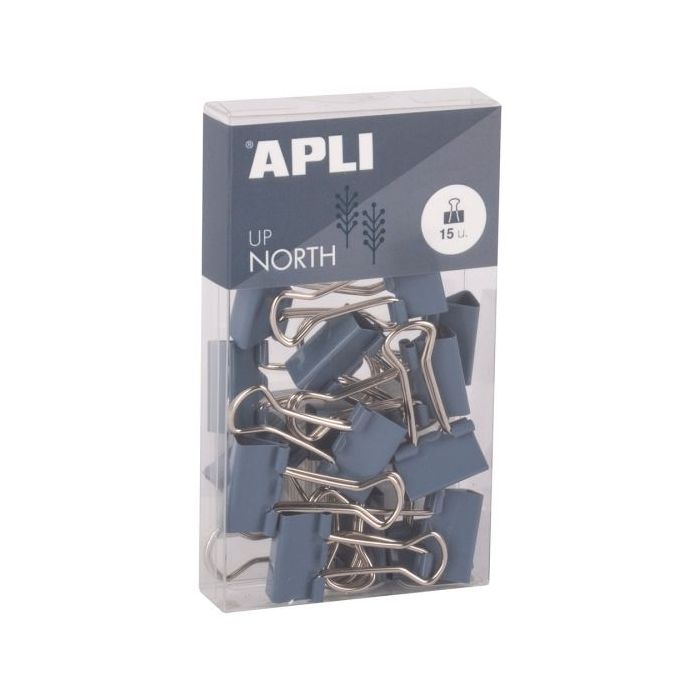 Apli Up North Pack con 15 Pinzas de Metal 19mm - Color Azul