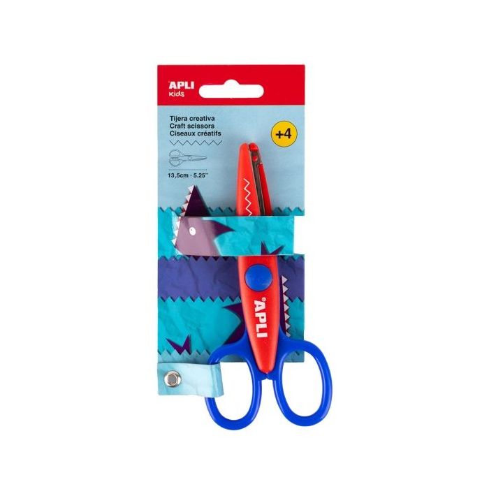 Apli Kids Tijera Escolar Creativa 13.5cm - Corte en Zig Zag - Color Rojo/Azul