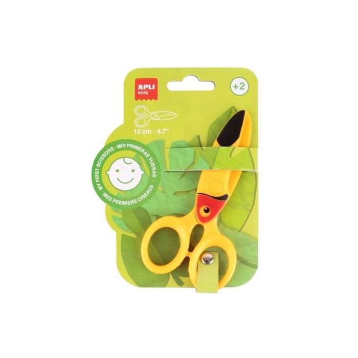 Apli Kids Tijera Preescolar 12cm - Sistema de Seguridad que Evita Cortes en la Piel, el Pelo o la Ropa - Con Formas de Animales
