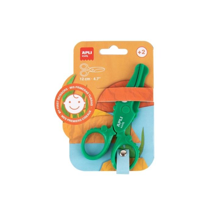 Apli Kids Tijera Preescolar 12cm - Sistema de Seguridad que Evita Cortes en la Piel, el Pelo o la Ropa - Con Formas de Animales
