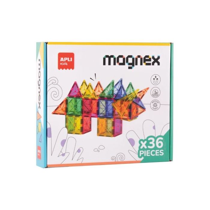 Apli Magnex Juego de Construccion Magnetico - 36 Piezas Geometricas - Recomendado para Niños a partir de 3 Años