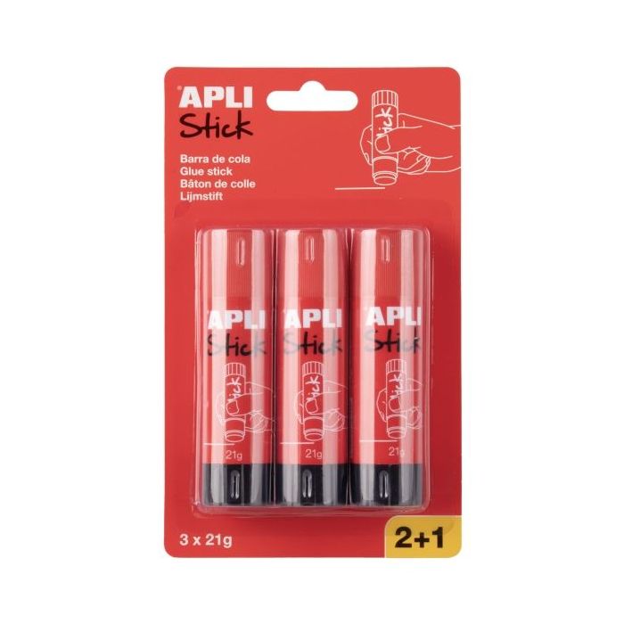 Apli Pack con 3 Barras de Pegamento 21g - Facil Aplicacion - Secado Rapido - Transparente