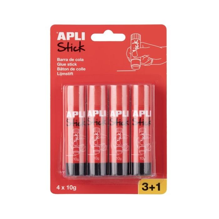 Apli Pack con 4 Barras de Pegamento 10g - Facil Aplicacion - Secado Rapido - Transparente