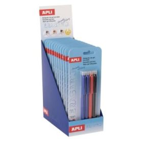 Apli Erasable Gel Expositor de 12 Blisters con 4 Boligrafos de Tinta Gel Borrables cada Uno - Punta de 0,5mm - Zona de Agarre de