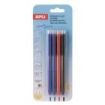 Apli Erasable Gel Blister con 4 Boligrafos de Tinta Gel Borrables cada Uno - Punta de 0,5mm - Zona de Agarre de Silicona - Color