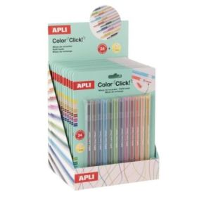 Apli Color Clik Expositor con 12 Packs de 24 Minas cada Uno - Para Portaminas Color Click - Colores Surtidos